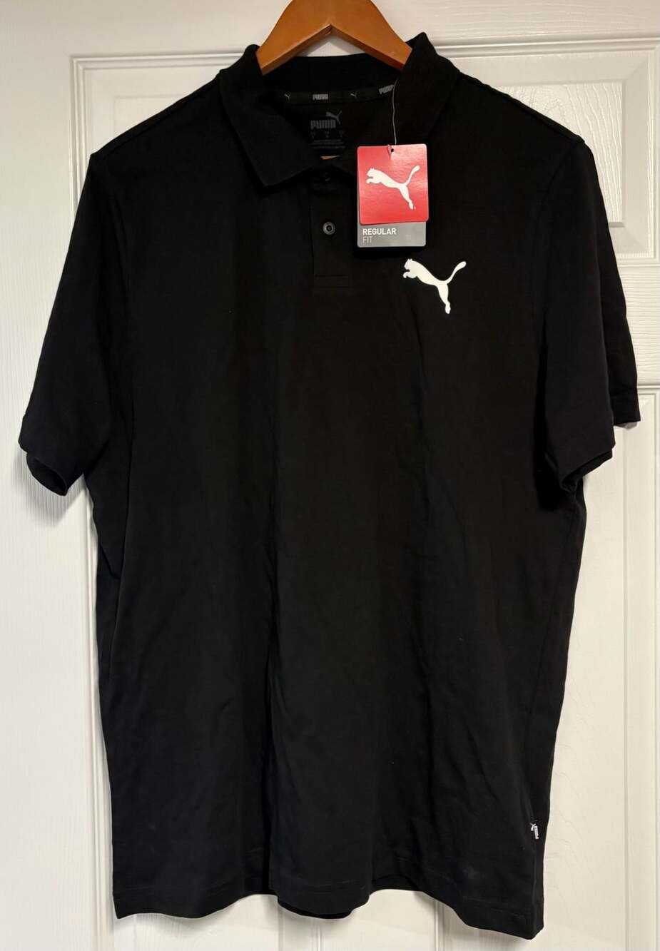 Puma Essentials Pique Polo Shirt Size L Black Regular Fit New With Tags